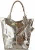 Kožené kabelka shopper bag Vittoria Gotti stříbrná V6141